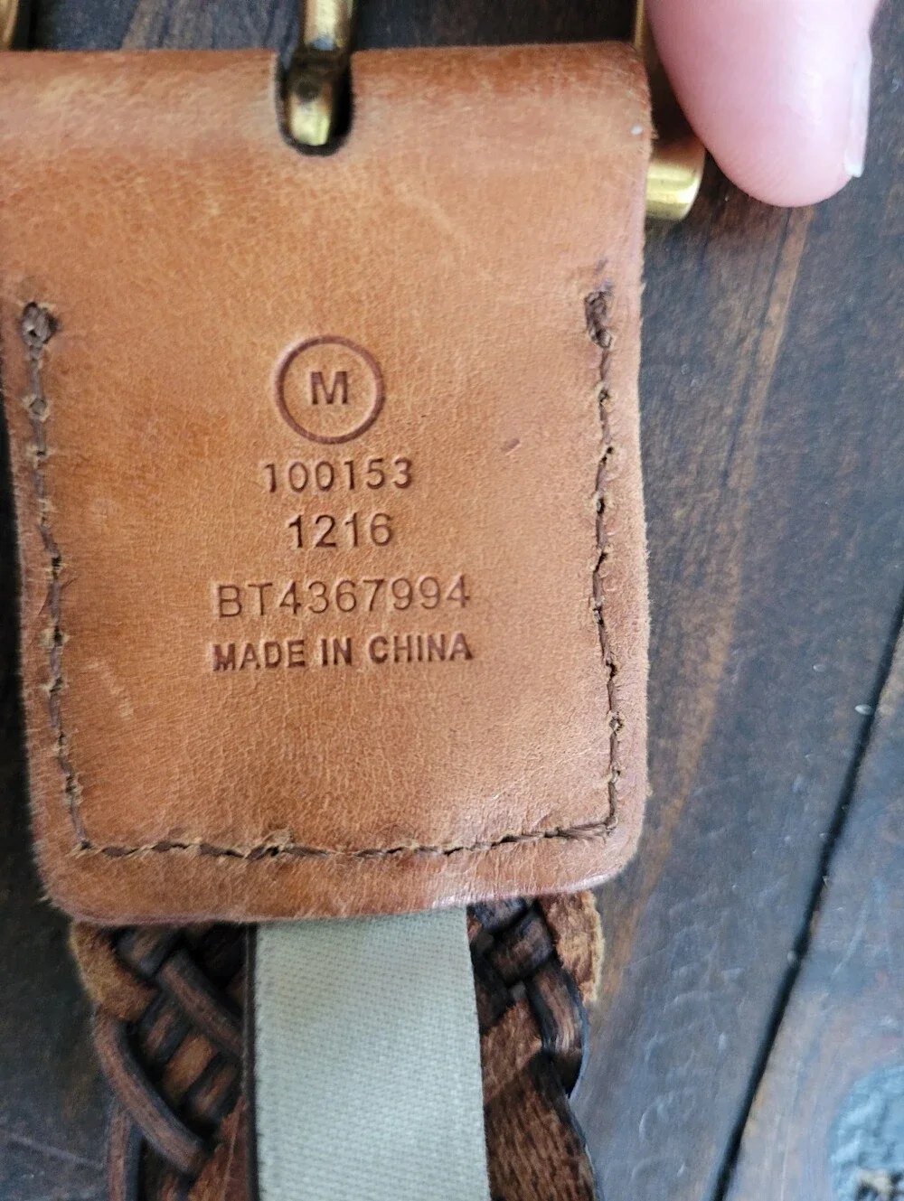 Fossil Belt Woven Black Brown Brass Buckle Medium